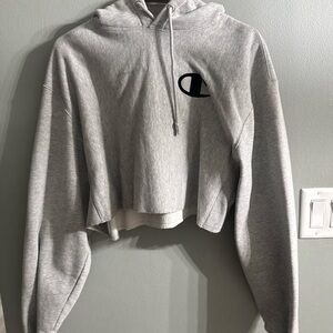 Champion Women's Heather Gray Cropped Hoodie